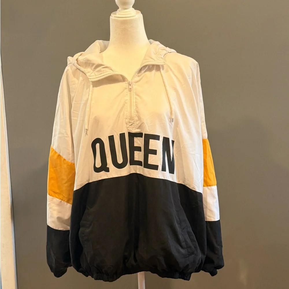 *PRE-OWNED* Orange Kiss Women's 3x "Queen" Pullover Hooded 1/4 Zip Windbreaker - Picture 1 of 8